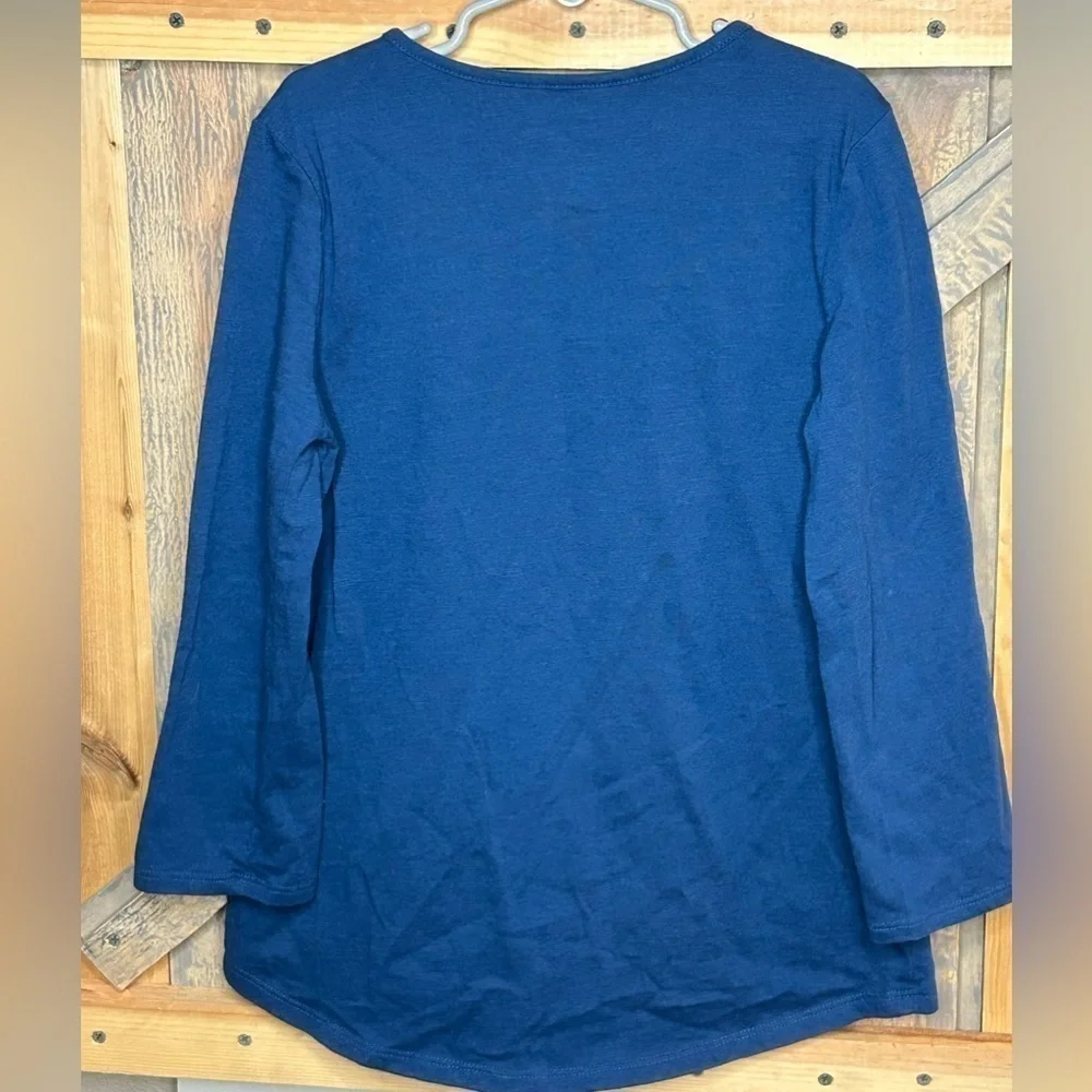 B005. Girls blue/ pink long sleeve tee with unicorn. Size 8 - Picture 2 of 3